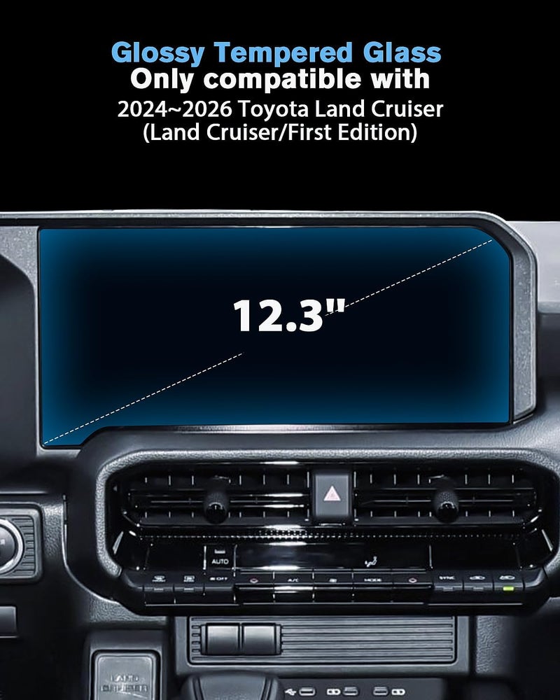 WEIPIN For Glossy Tempered Glass 2024 2025 2026 Toyota Land Cruiser 12.3 Inch Touchscreen Screen Protector - Land Cruiser (Land Cruiser/First Edition) Accessories - Image 2